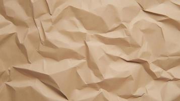 close up of crumpled brown paper texture background with copy space photo