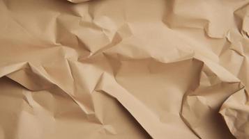 close up of crumpled brown paper texture background with copy space photo