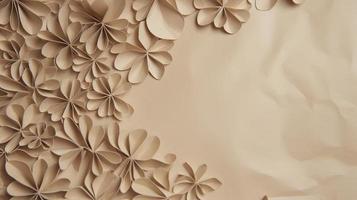 close up of crumpled brown paper texture background with copy space photo