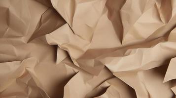 close up of crumpled brown paper texture background with copy space photo