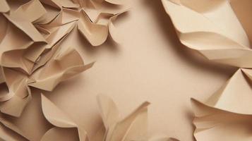 close up of crumpled brown paper texture background with copy space photo