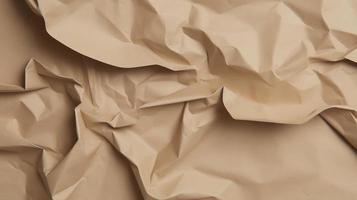 close up of crumpled brown paper texture background with copy space photo