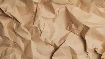 close up of crumpled brown paper texture background with copy space photo