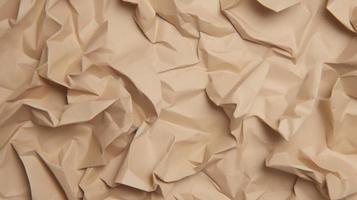 close up of crumpled brown paper texture background with copy space photo
