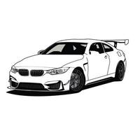 luxury sport car black and white vector