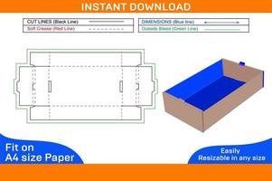 lado bloquear doble pared bandeja caja dieline modelo y 3d caja diseño caja dieline y 3d caja vector