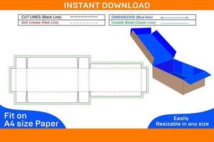 acanalado cartulina embalaje caja dieline modelo y 3d vector archivo caja dieline y 3d caja