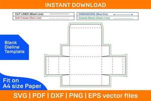 Corrugated Mailer box or Shipping box dieline template and 3D render file Blank dieline template vector