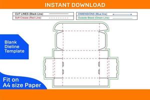 RETFD or Roll end front tuck with dust flap box dieline template and 3D box designBlank dieline template vector