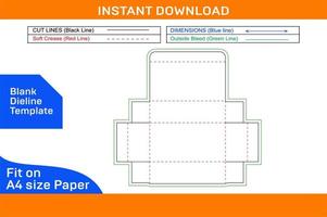 Folding corrugated carton box dieline template and 3D box design Blank dieline template vector