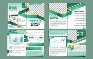 Green Yellow Line Business Report Template vector