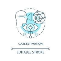 Gaze estimation turquoise concept icon. Synthetic data solution for metaverse abstract idea thin line illustration. Isolated outline drawing. Editable stroke vector