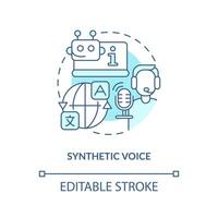 Synthetic voice turquoise concept icon. Virtual assistant. media type abstract idea thin line illustration. Isolated outline drawing. Editable stroke vector