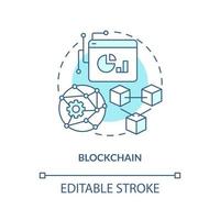 Blockchain turquoise concept icon. Cryptocurrency exchange. Metaverse technology abstract idea thin line illustration. Isolated outline drawing. Editable stroke vector