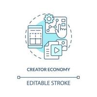Creator economy turquoise concept icon. Business digitization. Layer of metaverse abstract idea thin line illustration. Isolated outline drawing. Editable stroke vector