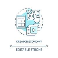 Creator economy turquoise concept icon. Business digitization. Layer of metaverse abstract idea thin line illustration. Isolated outline drawing. Editable stroke vector