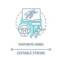 Synthetic video turquoise concept icon. footage. Digital media type abstract idea thin line illustration. Isolated outline drawing. Editable stroke vector