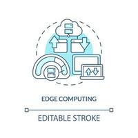 Edge computing turquoise concept icon. Faster data transmission. Metaverse technology abstract idea thin line illustration. Isolated outline drawing. Editable stroke vector