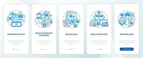 metaverso tecnologías azul inducción móvil aplicación pantalla. innovación recorrido 5 5 pasos editable gráfico instrucciones con lineal conceptos. ui, ux, gui modelo vector
