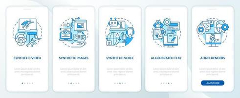 sintético medios de comunicación tipos azul inducción móvil aplicación pantalla. vr recorrido 5 5 pasos editable gráfico instrucciones con lineal conceptos. ui, ux, gui modelo vector