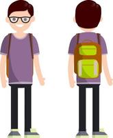 joven moderno hombre con un mochila. vector