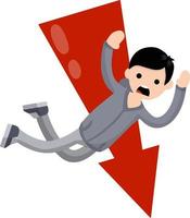 Man fall down. frightened guy in distress. Problem and failure. Cartoon flat illustration. vector