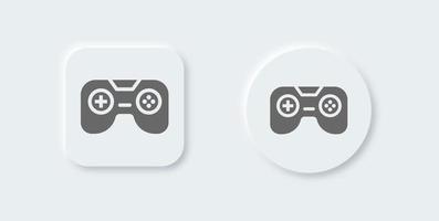 Joystick solid icon in neomorphic design style. Game controller signs vector illustration.