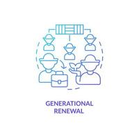 Generational renewal blue gradient concept icon. Farmers community. Agriculture policy objective abstract idea thin line illustration. Isolated outline drawing vector