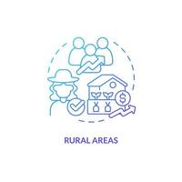 Rural areas blue gradient concept icon. Jobs, growth and equality. Agriculture policy objective abstract idea thin line illustration. Isolated outline drawing vector