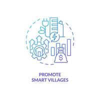Promote smart villages blue gradient concept icon. Digital technology. Rural development program abstract idea thin line illustration. Isolated outline drawing vector