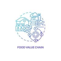 Food value chain blue gradient concept icon. Improve farmers position. Agriculture policy objective abstract idea thin line illustration. Isolated outline drawing vector