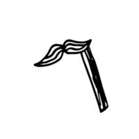 Single element moustache on the stick in doodle style. Doodle vector illustration, props on event.