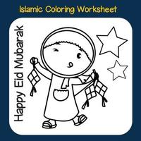islámico colorante hoja de cálculo. islámico religión artículos colorante libro. vector conjunto de islámico artículos en blanco antecedentes. vector ilustraciones.