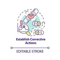 Establish corrective actions concept icon. Build plan. HACCP principle abstract idea thin line illustration. Isolated outline drawing. Editable stroke vector