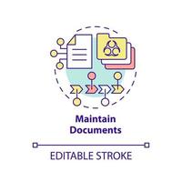 Maintain documents concept icon. Recording process. HACCP principle abstract idea thin line illustration. Isolated outline drawing. Editable stroke vector