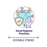 Good hygiene practices concept icon. Clean manufacture. Planning approach to HACCP abstract idea thin line illustration. Isolated outline drawing. Editable stroke vector