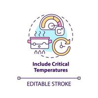 Include critical temperatures concept icon. Products processing. HACCP on practice abstract idea thin line illustration. Isolated outline drawing. Editable stroke vector