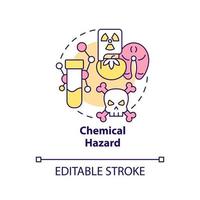 Chemical hazard concept icon. Products contamination. Food safety risk abstract idea thin line illustration. Isolated outline drawing. Editable stroke vector