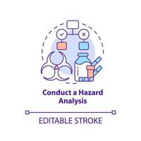 Conduct hazard analysis concept icon. Determine food safety risks. HACCP principle abstract idea thin line illustration. Isolated outline drawing. Editable stroke vector