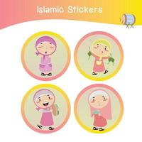 Cute Islamic sticker images. Islamic sticker collections. Colorful printable sticker for preschool. Colorful flashcards. Vector illustration.