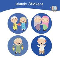 Cute Islamic sticker images. Islamic sticker collections. Colorful printable sticker for preschool. Colorful flashcards. Vector illustration.