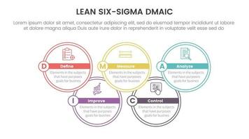 dmaic lss apoyarse seis sigma infografía 5 5 punto etapa modelo con grande circulo unirse información concepto para diapositiva presentación vector