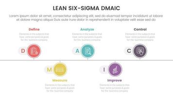 dmaic lss lean six sigma infographic 5 point stage template with timeline point right direction information concept for slide presentation vector