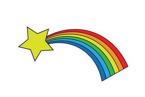 dibujos animados magia arco iris estrella para niños vector