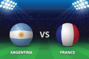 Argentina vs France. Football scoreboard broadcast graphic vector