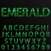 Emerald effect letters and numbers vector