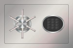 Door safe vault with a combination key lock vector