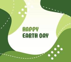 happy earth day background green color abstract shape, wave pattern editable text. Template for banner, poster, social media, web. vector