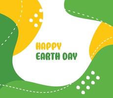 happy earth day background green color abstract shape, wave pattern editable text. Template for banner, poster, social media, web. vector