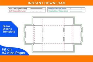 Corrugated carton tray box dieline template and 3D box design render file Blank dieline template vector